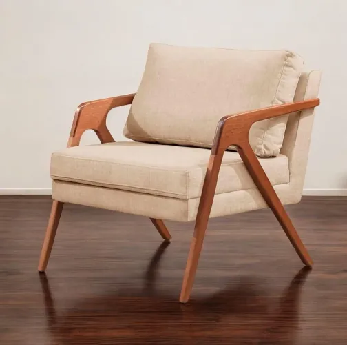 Poltrona com Design moderno base de madeira maciça 