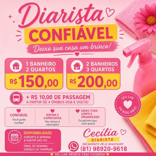 Diarista boa e barata! 