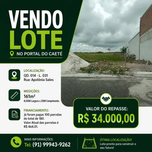 Vendo Lote Portal do Caeté - Bragança-PA