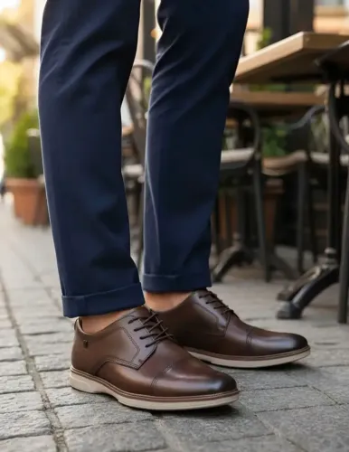 Sapato Social Pegada Masculino Couro Oxford Com Amortecedor n°40