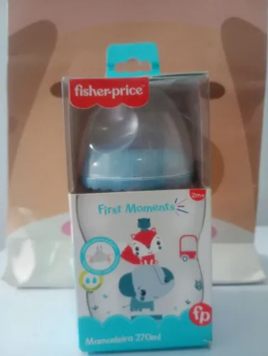 Mamadeira First Moments de 270ml da marca Fisher-Price, na cor Azul
