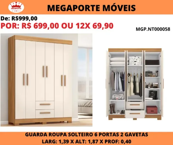 Guarda Roupa Solteiro NT 1,39