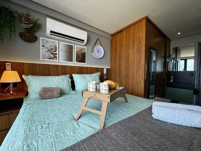 Flat mobiliado vista mar à venda, 1 quarto, 1 suíte, 1 vaga, Jardim Oceania - João Pessoa/