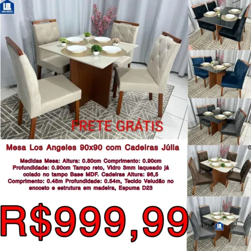 Mesa de jantar com 4 cadeiras