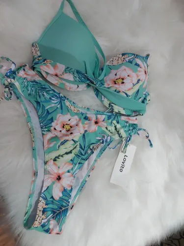 Biquíni novo, 3 peças Verde água/estampado