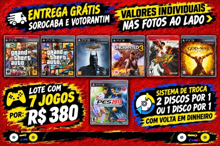 Jogos PS3 Avulsos em Lote Disponíveis / Parcelo até 12x / Entrega Sorocaba e Votorantim