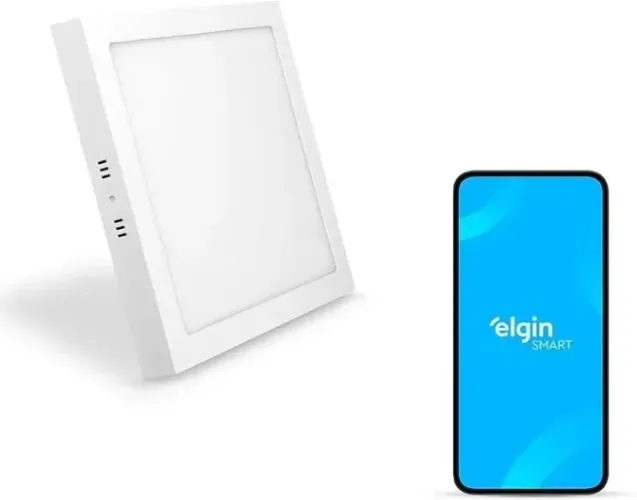 3 Plafon Inteligente LED 24W 3000-6500K Elgin Wi-Fi Quadrada de Sobrepor