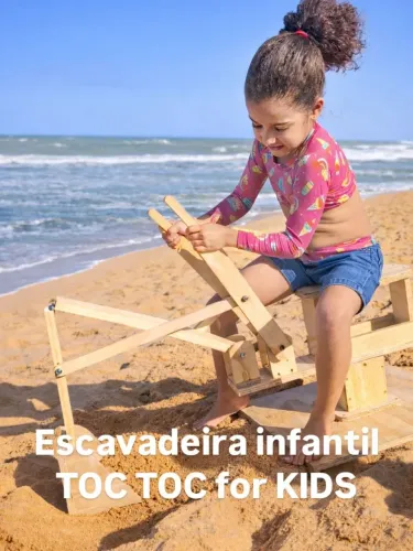Escavadeira infantil de madeira para caixa de areia suporta até 80kg-