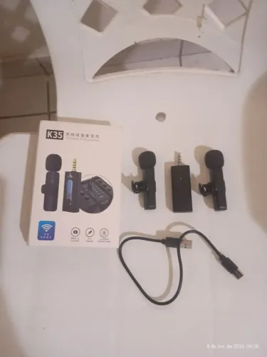 Microfone de Lapela, Bluetooth, S/Fio (par), Para Celular, Notebook, Caixa de Som