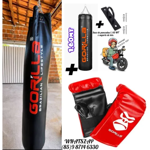 Saco de pancadas 1, 60 MT gorilla suporte e luvas. Entrega grátis 