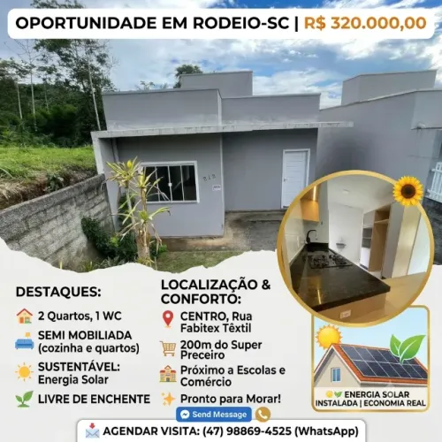 Casa em Rodeio SC, 2 quartos
