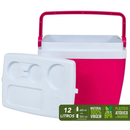 Caixa Térmica 12 Litros Rosa Bel Novas