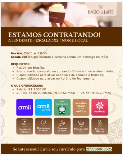 VAGA PARA ATENDENTE 