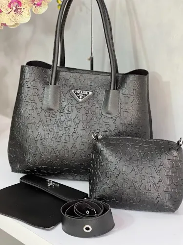 Bolsa Prada Sacola Frequenciada Abotoador interno Kit 3 Peças