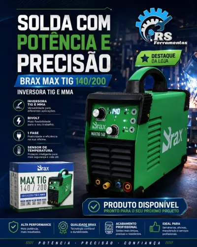 Brax MAX TIG 140/200 uma inversora TIG e MMA