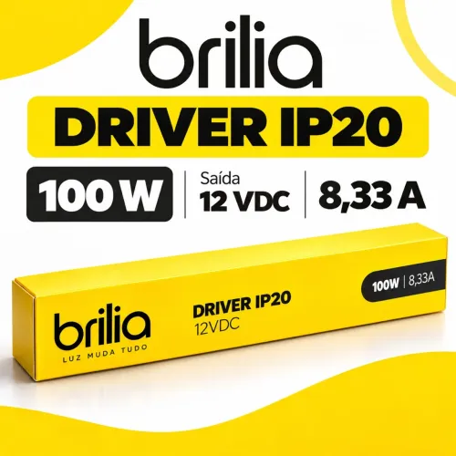Fonte Driver LED Brilia 100W 12V 8,33A IP20 Bivolt