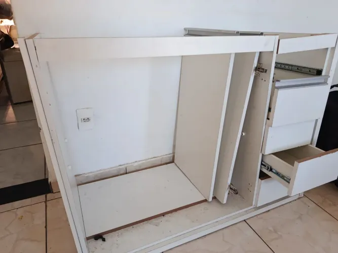 Balcão para pia Branco 2 portas 4 gavetas