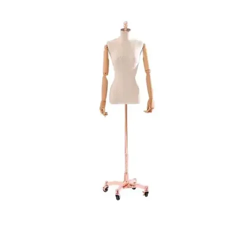 Busto Manequim Rose Gold com Braços Articulados em Madeira ? Luxo