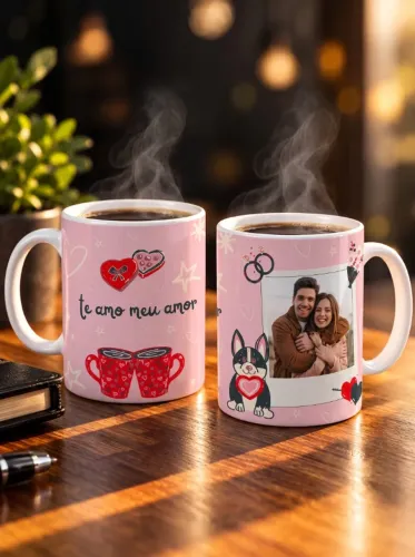 Caneca com foto de casal para presentear quem você ama