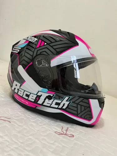 Capacete Race Tech Sector Voltkon Branco/Rosa
