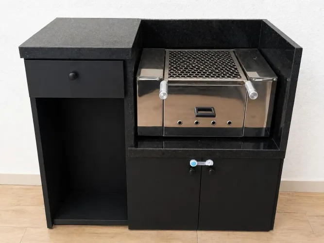 Churrasqueira Gourmet Completa em Inox + Móvel Planejado + Granito
