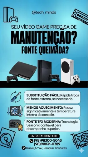 Conserto de Vídeo Game - Troca de Fonte e Manutenção Geral (PS3, PS4, Xbox)