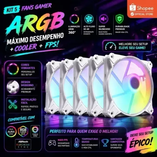 ? COOLER FAN RGB 120MM SILENCIOSO PARA PC GAMER | ALTO DESEMPENHO + ENVIO RÁPIDO ? Ilumin