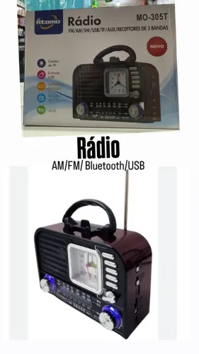 Rádio Bluetooth Portátil AM FM USB Cartão TF Novo