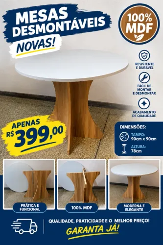 MESA 100% MDF PARA 4 LUGARES DESMONTÁVEL