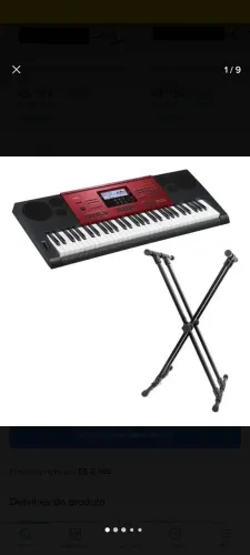 Teclado Casio Ctk6250 Com Suporte Cor Preto E Vermelho