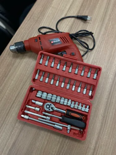 Kit Profissional Furadeira de Impacto + Jogo de Ferramentas 46 Peças