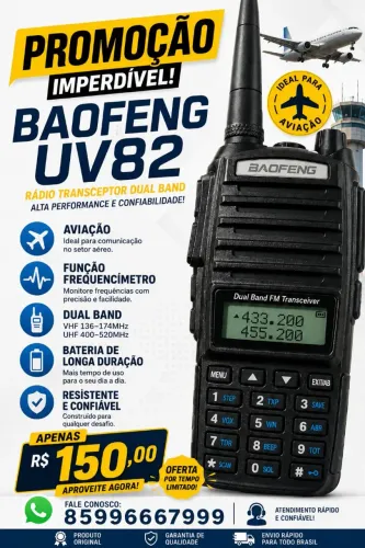 Rádio comunicador Baofeng uv82, novos lacrados 