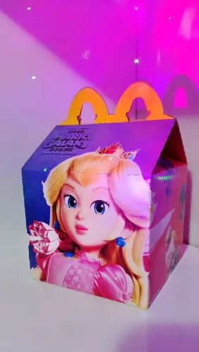 Caixinhas Mac lanche feliz McDonald's Super Mários Galaxy princesa Pech novo.