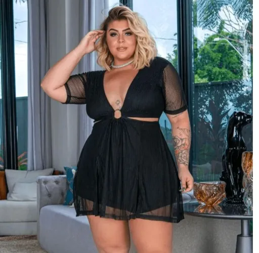 Macacão Curto Plus Size Preto G1 48 ao 54