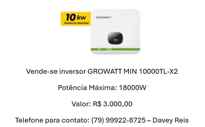 INVERSOR GROWATT MIN 10000TL-X2 10KW-220v