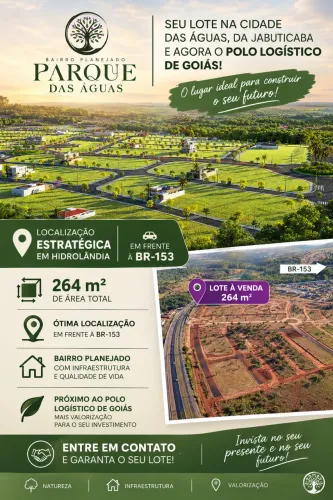 Vende-se ágio, Lote Residencial em frente a BR153, Hidrolândia