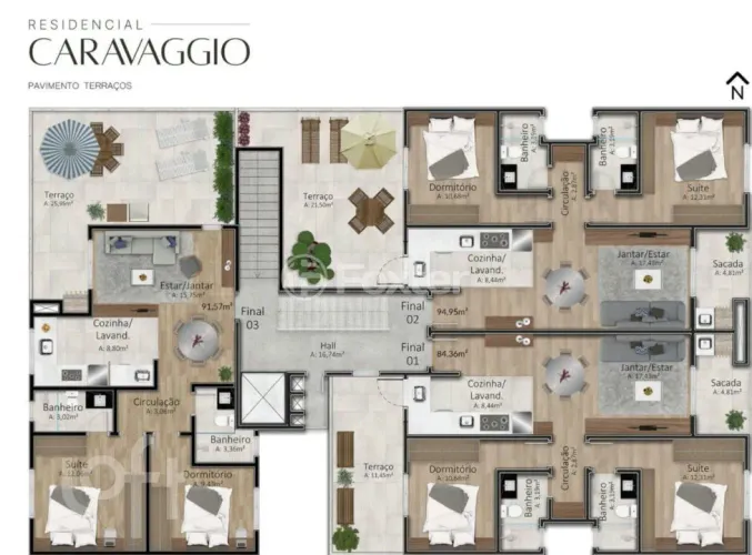 Apartamento à venda Rua Emma Vedana Palhosa, Santa Catarina - Caxias do Sul