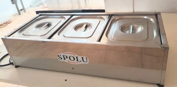 Rechaud Inox Elétrico Mesa Buffet Quente 3 Cubas Banho Maria