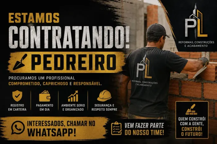 Estamos contratando pedreiro
