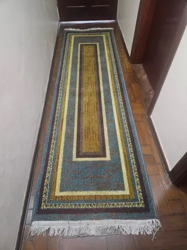 Tapete Passadeira para Corredor - Estilo Geométrico com Franjas (Excelente Estado)