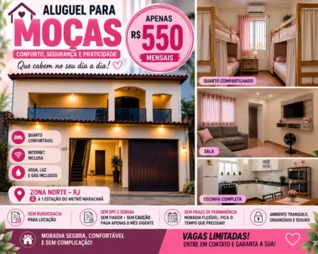 Vaga Moça Quarto Meier RJ