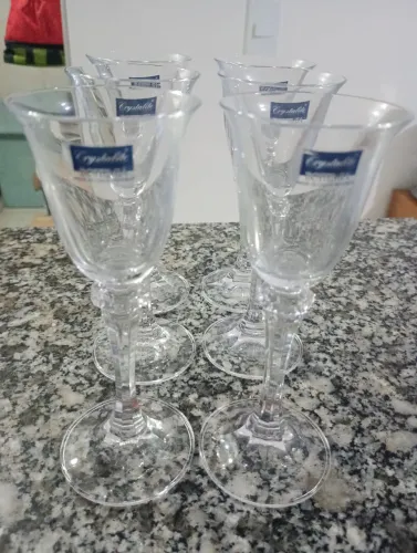 Jogo de 6 taças de licor cristal Bohemia (mod. Claudia) - novas com selo