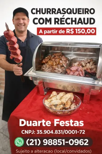 CHURRASQUEIRO COM RÉCHAUD ?<br>A partir de R$ 150,00