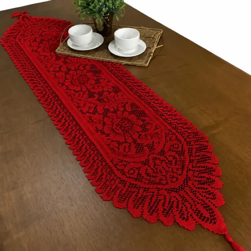 Caminho de Mesa Trilho Renda 6 Cadeiras