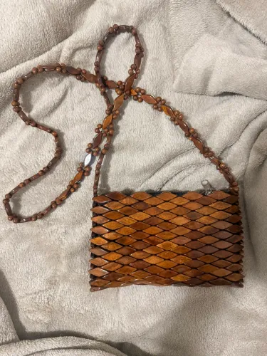 Bolsa Artesanal de Madeira Trançada Transversal - Nova