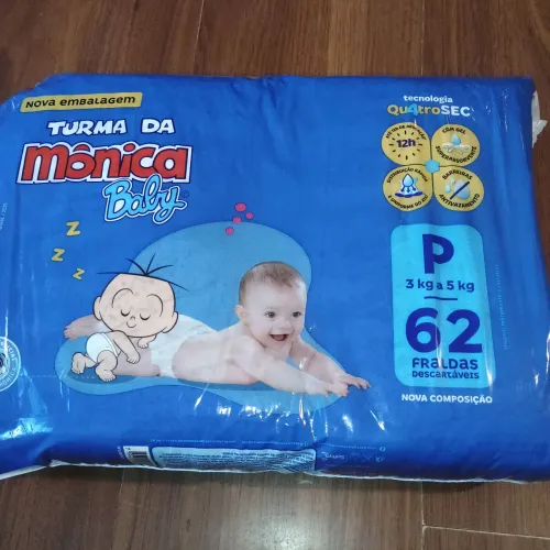 Fralda turma da Monica P com 62 unidades