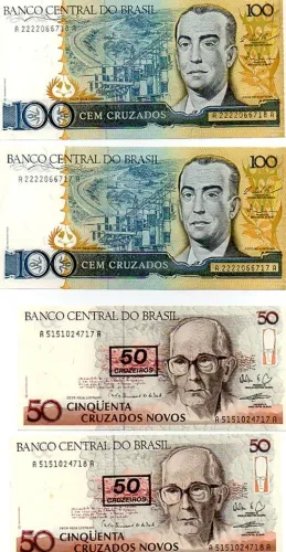LOTE 30 CÉDULAS ANTIGAS EM SEQUÊNCIA INÍCIO DE SÉRIE CRUZEIROS CRUZADOS COLECIONADOR ORIGI