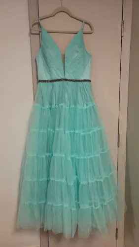 Vestido de festa verde tiffany