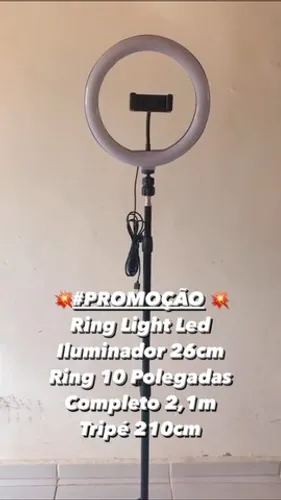 Ring Light 10 polegadas 26 cm com Tripé de 2,10 m Modelo Profissional 