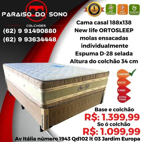Cama casal confortável colchão 34 cm de altura?